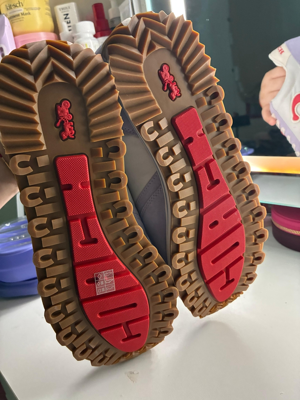 Coach Lavender and White Sneakers with Red Accent - Picture 4 of 7